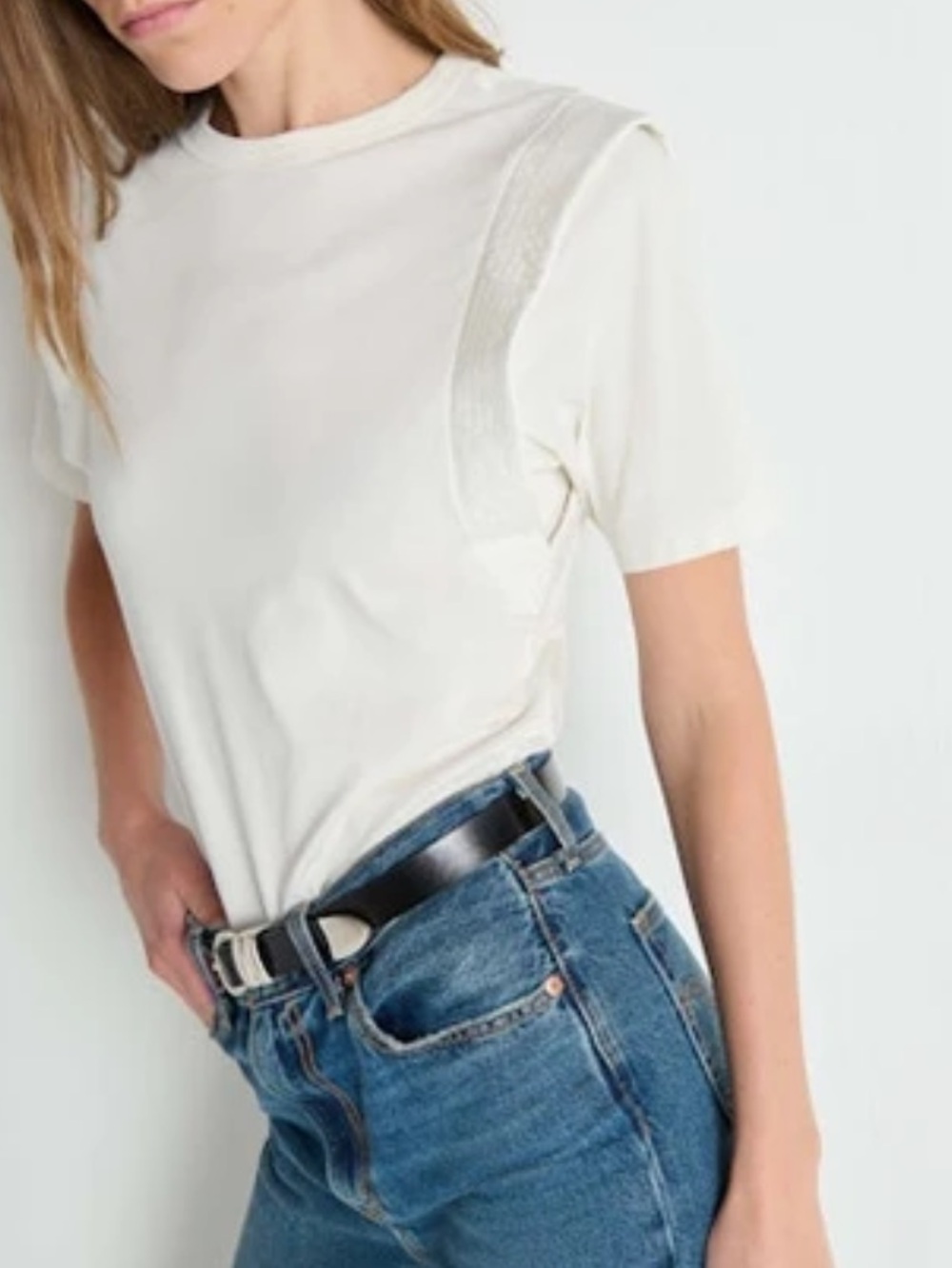 Nation LA Thea Sleeve Inset Top in Porcelain NWT